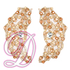 Schiffli on Organza Beaded Motif Pair with Rhinestone Accent